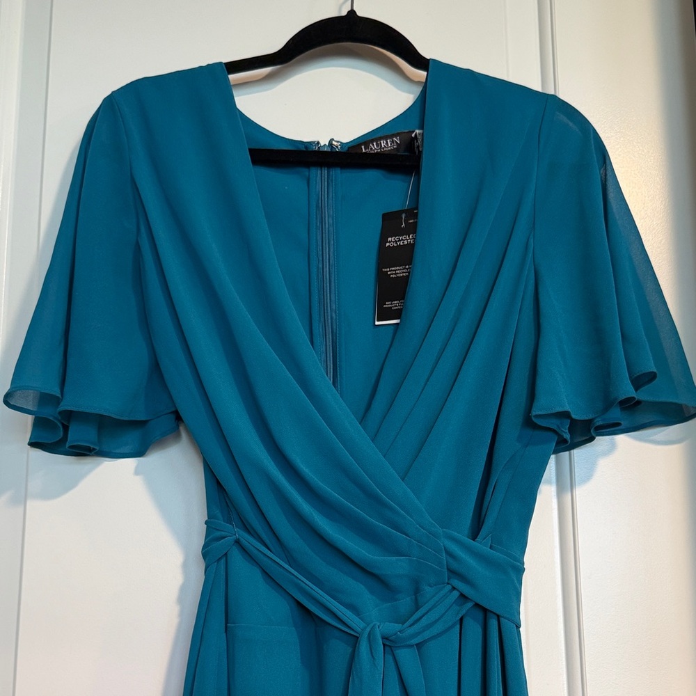Lauren Ralph Lauren Teal Wrap Midi Dress